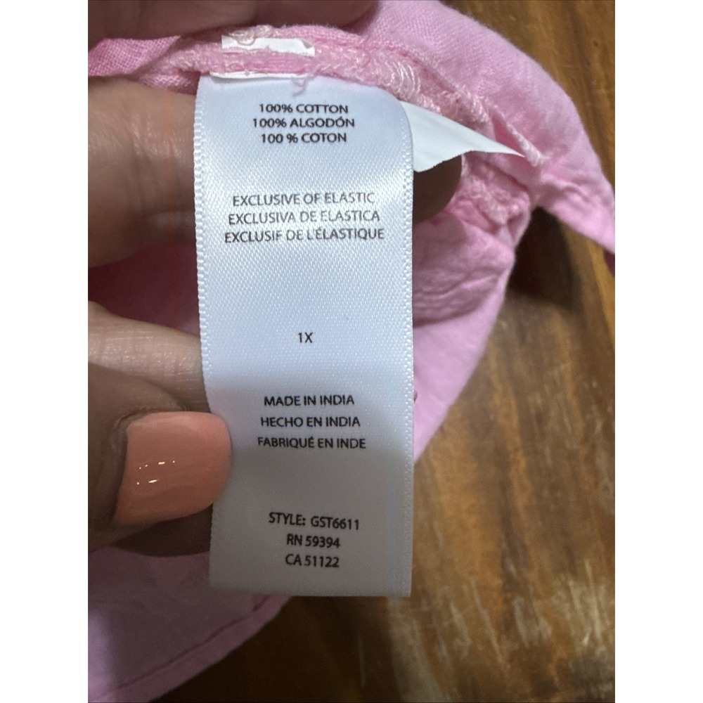 BeachLunchLounge Pink Gauze Lightweight Flutter Sleeve Blouse 1X Plus New Tags - Picture 9 of 9